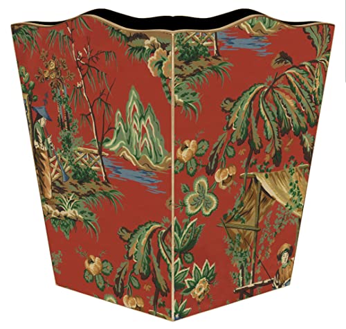 Marye-Kelley WB224-Red Chinoiserie Wastepaper Basket