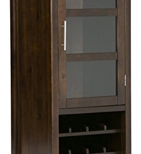 SIMPLIHOME Avalon 12-Bottle SOLID WOOD 22 Inch Wide Contemporary High Storage Wine Rack Cabinet in Dark Tobacco Brown, For the Living Room, Dining Room and Kitchen