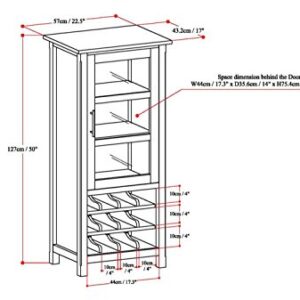 SIMPLIHOME Avalon 12-Bottle SOLID WOOD 22 Inch Wide Contemporary High Storage Wine Rack Cabinet in Dark Tobacco Brown, For the Living Room, Dining Room and Kitchen