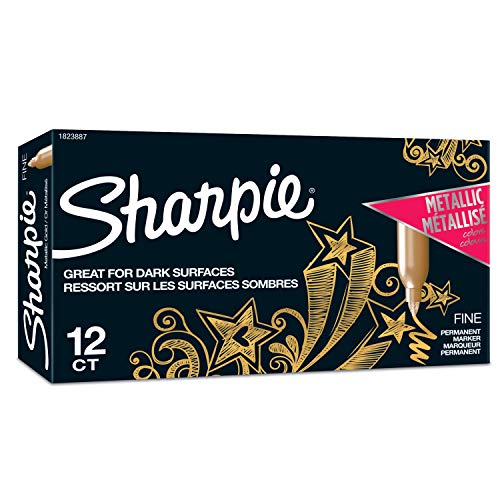 SHARPIE Metallic Permanent Markers, Fine Point, Gold, 12 Count