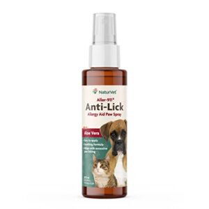 naturvet aller-911 anti-lick paw spray for dogs & cats – includes aloe vera – helps sooth itchy paws, offers dog & cat allergy support – helps discourage pet licking – 8 oz. spray