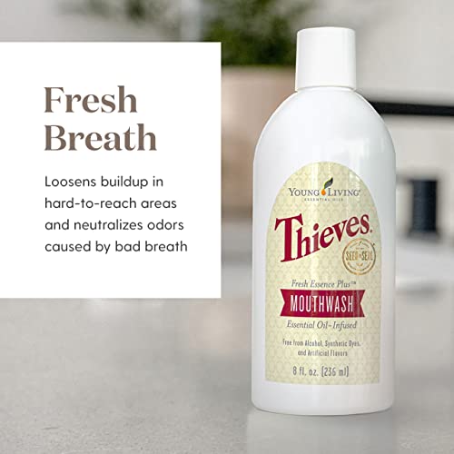Young Living Thieves Fresh Essence Alcohol-Free and Fluoride-Free Mouthwash - 8 fl oz, a natural and refreshing way to promote oral hygiene and maintain fresh breath