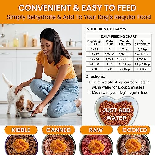 Olewo Original Carrots for Dogs – Fiber for Dogs Keep Poop Firm, Digestive Dog Food Topper, Skin & Coat Support, Dehydrated Whole Food Dog Multivitamin, Gut Health for Dogs, 2.2 lbs