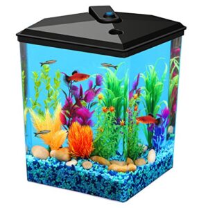 koller products aquaview 2.5-gallon plastic fish tank with power filter and led lighting for tropical fish - betta fish (7 color selections)