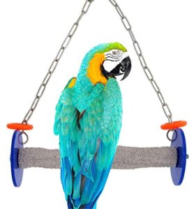sweet feet and beak roll bird swing - pumice perch bird toys trims nails and beaks, safe and non-toxic bird cage accessories for small and large birds, swinging toys birds will love, large 10.5 inches