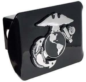 mvp accessories us marine corps insignia black metal trailer hitch cover with metal logo