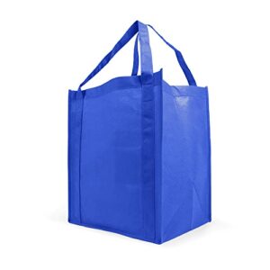 simply green solutions - reusable grocery bags, wide tote bags with 20-inch reinforced handle, shopping bags for groceries, reusable gift bags with handles, 13 x 15 x 10, pack of 10, royal blue