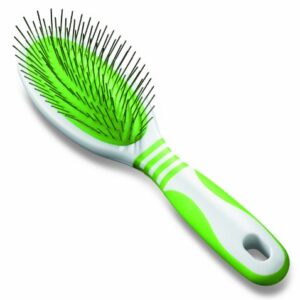 Andis 65715 Pin Brush for Medium & Long Hair Dogs - Gentle & Effective in Removing Dirt, Dust & Loose Hair - Promotes Healthy Skin & Coat - Medium, Green/white