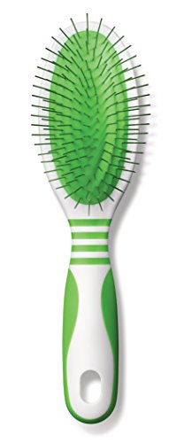 Andis 65715 Pin Brush for Medium & Long Hair Dogs - Gentle & Effective in Removing Dirt, Dust & Loose Hair - Promotes Healthy Skin & Coat - Medium, Green/white