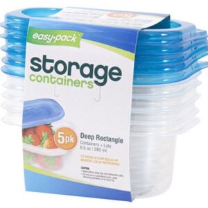 easy pack rectangle reusable 9-1/2-ounce containers and lids, 280ml, 5-pack