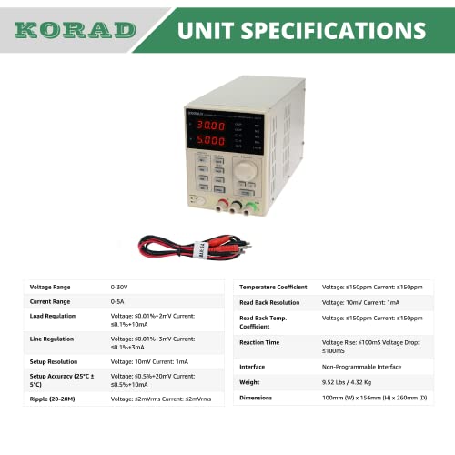 KORAD KA3005D - Precision Variable Adjustable 30V, 5A DC Linear Power Supply Digital Regulated Lab Grade…