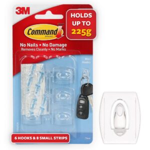 command mini hooks, clear, 6-hooks (17006clr-es)