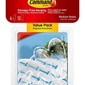 Command 17091CLRVP Medium, 6 Hooks, Clear