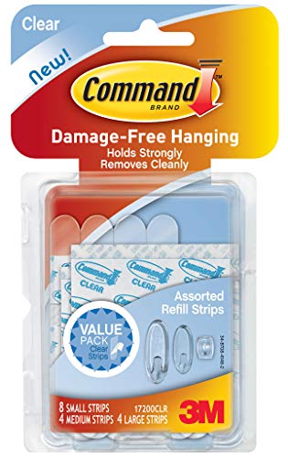 Command 17200CLR Plastic Refill Strips, Assorted Size, Clear