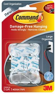 command 17303clr 3 adhesive strips cord, large, clear, 2-clips (17303clr-es)