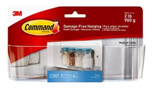 command medium caddy, clear, with 4 clear indoor strips, organize damage-free