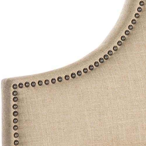 Safavieh Hallmar Hemp Linen Upholstered Arched Headboard - Brass Nailhead (King)