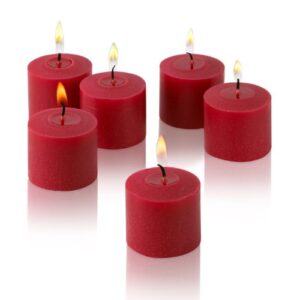 red votive candles - box of 12 unscented candles - 10 hour burn time - candles for weddings, parties, spas and decorations