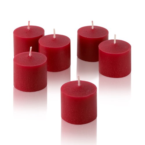 Red Votive Candles - Box of 12 Unscented Candles - 10 Hour Burn Time - Candles for Weddings, Parties, Spas and Decorations