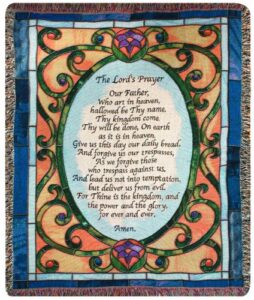 manual inspirational collection 50 x 60-inch tapestry throw, the lords prayer