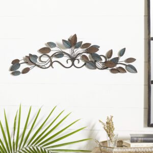 deco 79 metal leaf wall decor, 35" x 2" x 10", blue