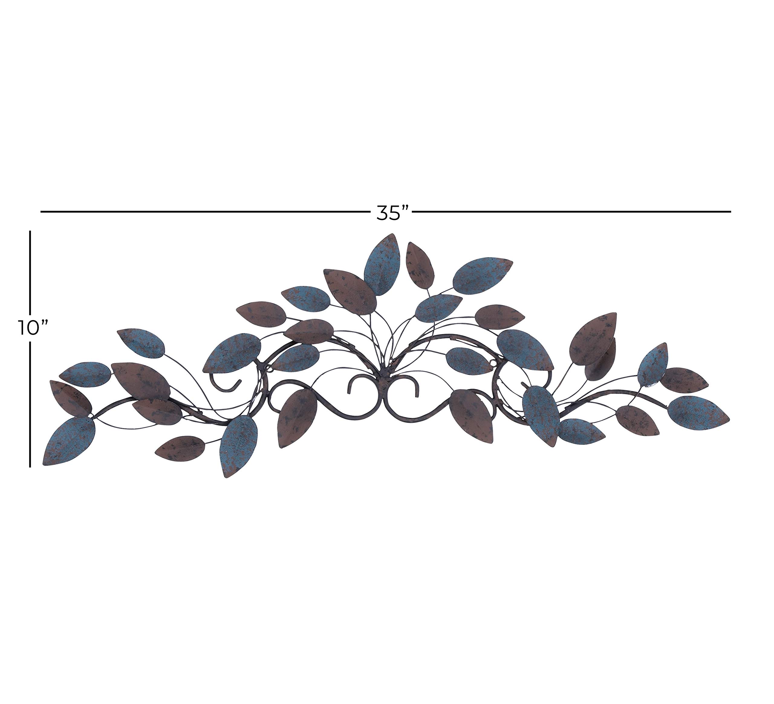 Deco 79 Metal Leaf Wall Decor, 35" x 2" x 10", Blue