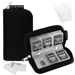memory card case - fits up to 22x sd, sdhc, micro sd, mini sd and 4x cf - holder with 22 slots - microfiber cleaning cloth included