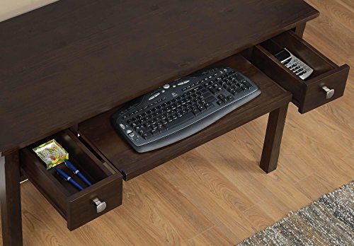 SIMPLIHOME Avalon SOLID WOOD Contemporary 47 Inch Wide Writing Desk in Dark Tobacco Brown, For the Office Desk, Writing Table, Workstation and Study Table