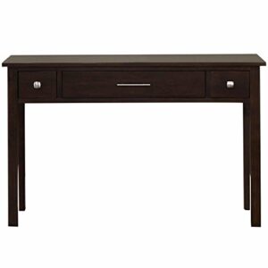 SIMPLIHOME Avalon SOLID WOOD Contemporary 47 Inch Wide Writing Desk in Dark Tobacco Brown, For the Office Desk, Writing Table, Workstation and Study Table