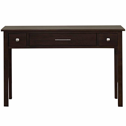 SIMPLIHOME Avalon SOLID WOOD Contemporary 47 Inch Wide Writing Desk in Dark Tobacco Brown, For the Office Desk, Writing Table, Workstation and Study Table