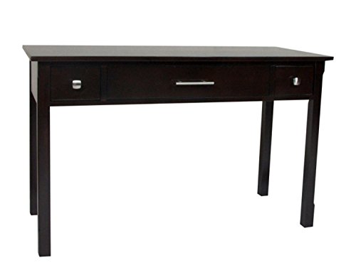 SIMPLIHOME Avalon SOLID WOOD Contemporary 47 Inch Wide Writing Desk in Dark Tobacco Brown, For the Office Desk, Writing Table, Workstation and Study Table