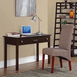 SIMPLIHOME Avalon SOLID WOOD Contemporary 47 Inch Wide Writing Desk in Dark Tobacco Brown, For the Office Desk, Writing Table, Workstation and Study Table