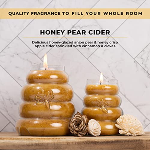 A Cheerful Giver Spring Candles Honey Pear Cider Beehive Jar Candle - 30 Ounces with 150 Hours Burn Time - Gifts for Women