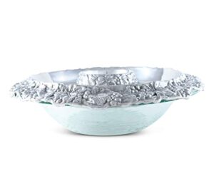 arthur court designs aluminum grape tray with glass chilling bowl keeps fruit, veggies, cheese, meat, or any chilled appetizers at the perfect temperature 14 diameter x 4.5 inch tall