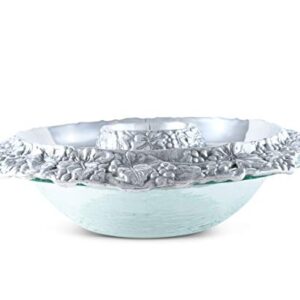 Arthur Court Designs Aluminum Grape Tray with Glass Chilling Bowl Keeps Fruit, Veggies, Cheese, Meat, or Any Chilled appetizers at The Perfect Temperature 14 Diameter x 4.5 inch Tall