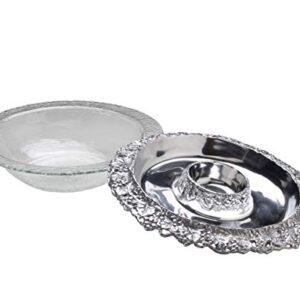 Arthur Court Designs Aluminum Grape Tray with Glass Chilling Bowl Keeps Fruit, Veggies, Cheese, Meat, or Any Chilled appetizers at The Perfect Temperature 14 Diameter x 4.5 inch Tall