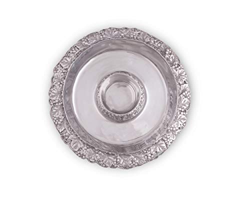 Arthur Court Designs Aluminum Grape Tray with Glass Chilling Bowl Keeps Fruit, Veggies, Cheese, Meat, or Any Chilled appetizers at The Perfect Temperature 14 Diameter x 4.5 inch Tall