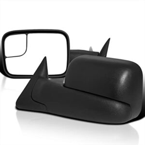 spec-d tuning manual flip up towing mirrors compatible with dodge ram 1500 1994-2001, 94-02 2500 3500