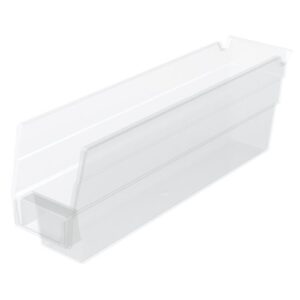 akro-mils 30110 plastic organizer and storage bins for refrigerator, kitchen, cabinet, or pantry organization, 12-inch x 3-inch x 4-inch, clear, 24-pack