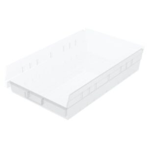 akro-mils 30178 plastic nesting shelf bin box, (18-inch x 11-inch x 4-inch), clear, (12-pack)