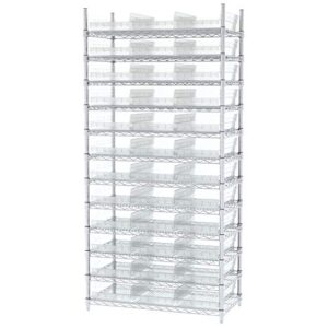 Akro-Mils 30178 Plastic Nesting Shelf Bin Box, (18-Inch x 11-Inch x 4-Inch), Clear, (12-Pack)