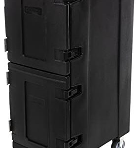 Carlisle FoodService Products Cateraide Plastic Insulated Dual Capacity Food Pan Carrier With Dolly, 10 Pan Capacity, 50 Inches, Black