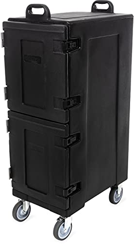 Carlisle FoodService Products Cateraide Plastic Insulated Dual Capacity Food Pan Carrier With Dolly, 10 Pan Capacity, 50 Inches, Black