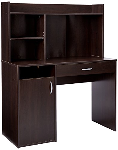 Sauder Beginnings Transitional Desk with Hutch, Cinnamon Cherry finish