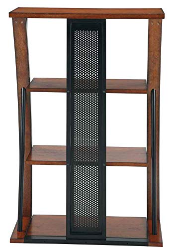 OSP Home Furnishings Aurora 3 Shelf Bookcase, Medium Oak Finish and Black Accents