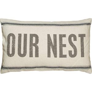 primitives by kathy 19068 distressed light throw pillow, 25 x 15-inches, our nest