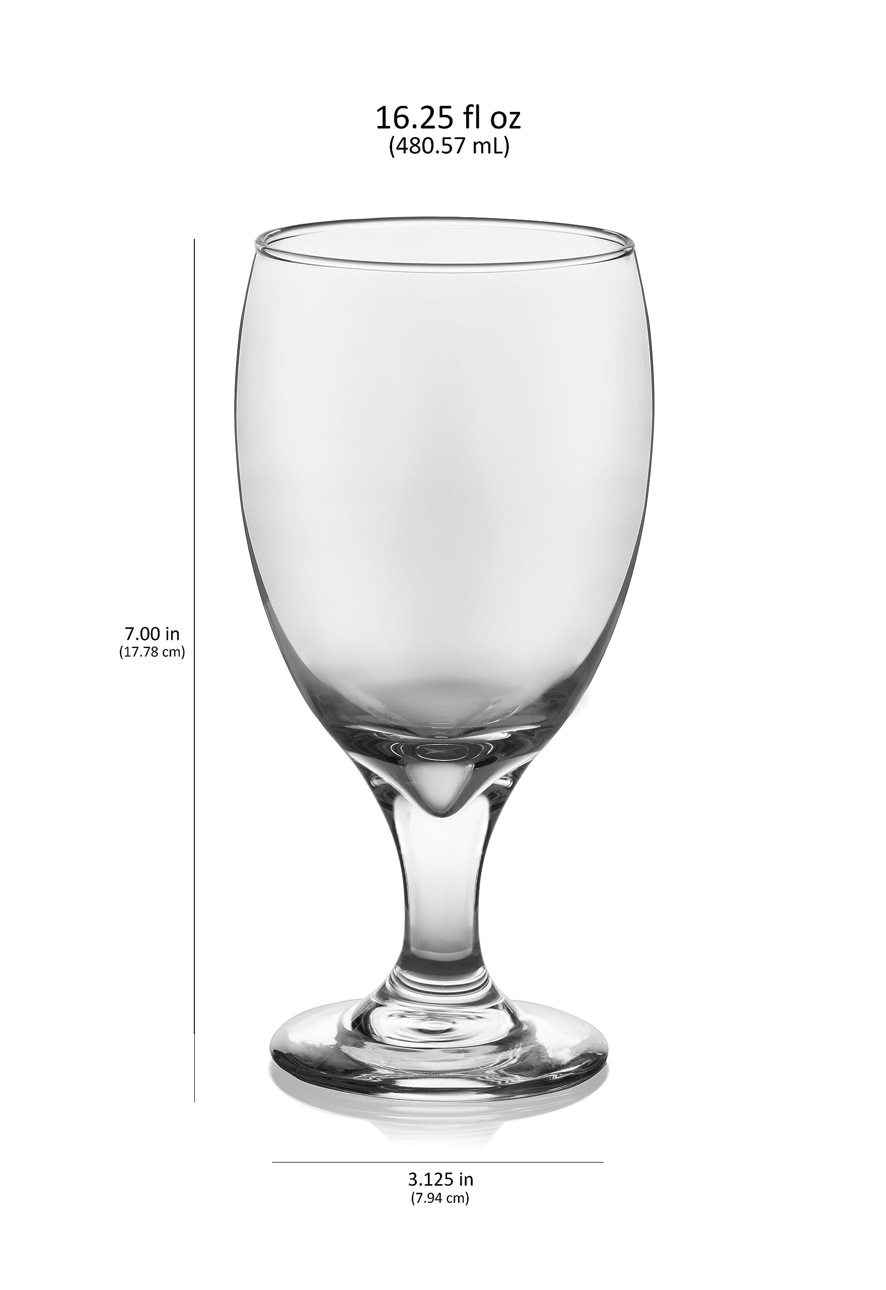 Libbey Classic Goblet Party Glasses, 16.25-ounce, Set of 12