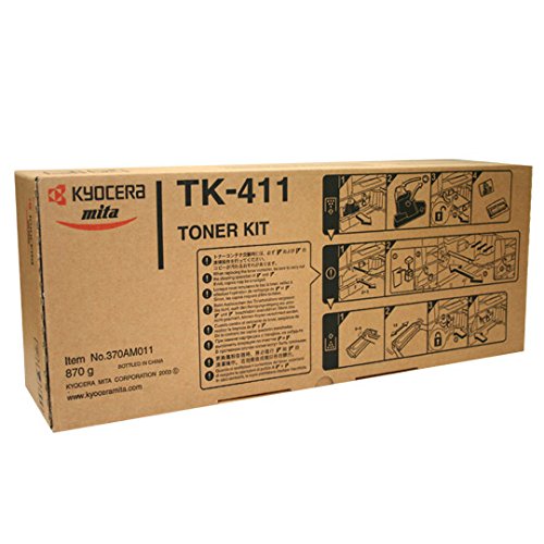 Kyocera 370AM011 Model TK-411 Black Toner Kit For use with Kyocera KM-1620, KM-1635, KM-1650, KM-2020 and KM-2050 Multifunction Printers; Up to 15000 Pages Yield at 5% Average Coverage