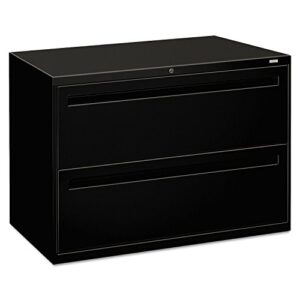 hon 792lp 700 series two-drawer lateral file, black, file cabinet, with lock, 42w x 18d x 28h