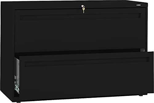 HON 792LP 700 Series Two-Drawer Lateral File, Black, File Cabinet, with Lock, 42w x 18d x 28h